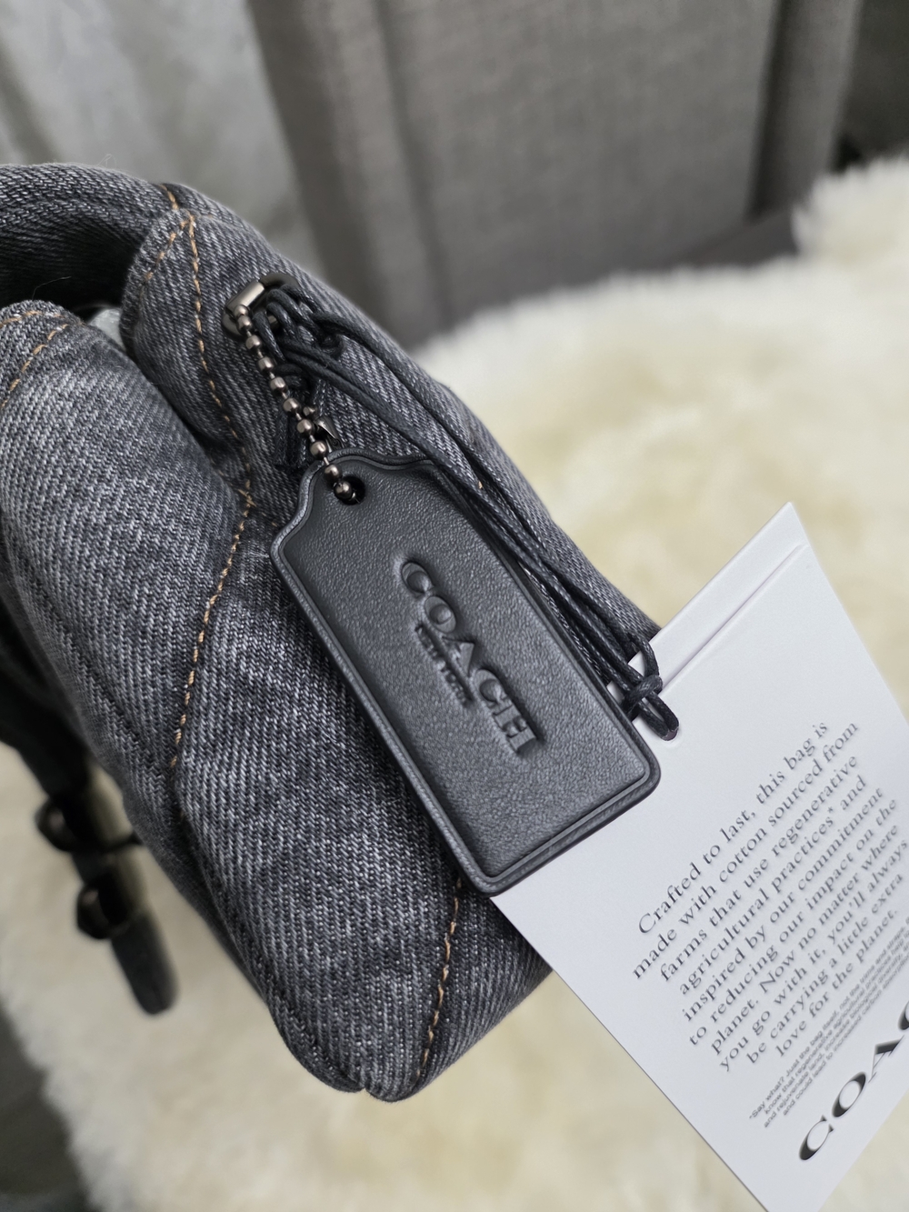 COACH Tabby 26 Black Denim - Picture 5 of 12